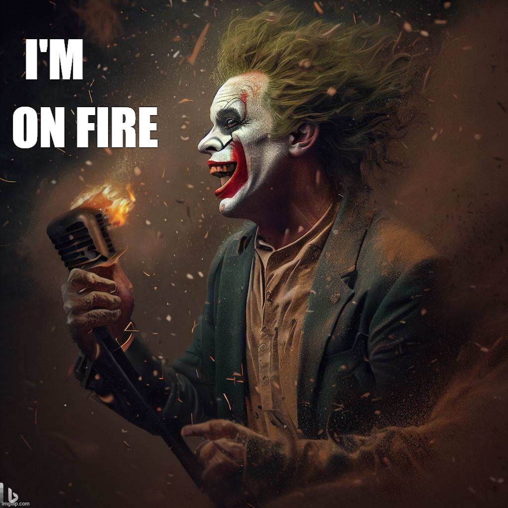 I'm On Fire | ON FIRE; I'M | image tagged in i'm on fire,the joker | made w/ Imgflip meme maker