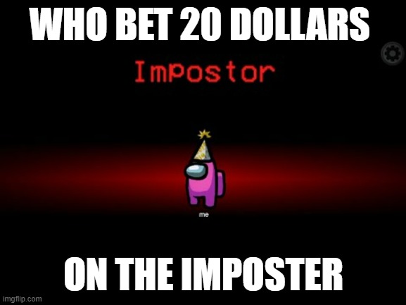 Impostor | WHO BET 20 DOLLARS; ON THE IMPOSTER | image tagged in impostor | made w/ Imgflip meme maker