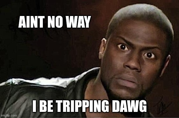 AINT NO WAY I BE TRIPPING DAWG | image tagged in memes,kevin hart | made w/ Imgflip meme maker