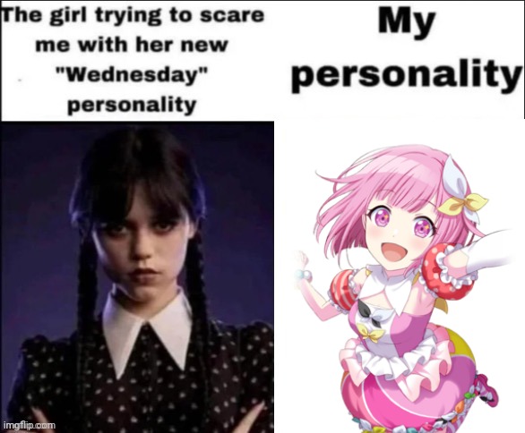 Hello | image tagged in the girl trying to scare me with her new wednesday personality | made w/ Imgflip meme maker