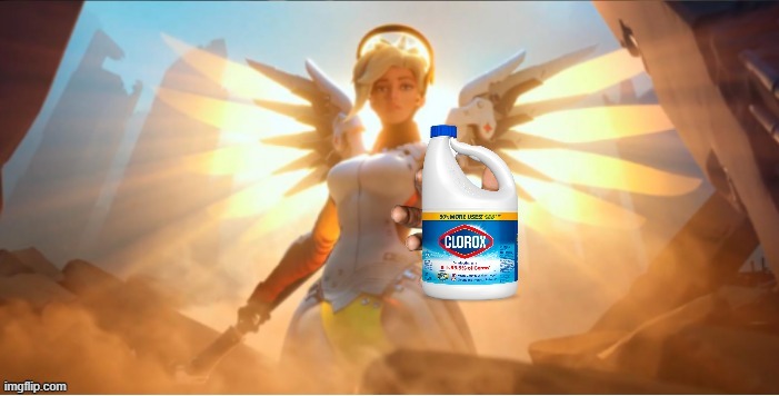 image tagged in mercy giving you bleach | made w/ Imgflip meme maker