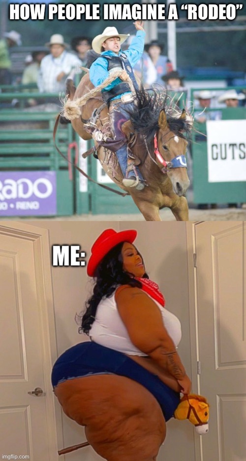 Rodeo | HOW PEOPLE IMAGINE A “RODEO” | image tagged in rodeo country cares | made w/ Imgflip meme maker