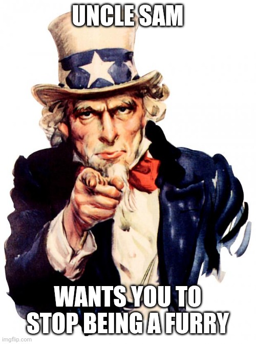 Uncle Sam | UNCLE SAM; WANTS YOU TO STOP BEING A FURRY | image tagged in memes,uncle sam | made w/ Imgflip meme maker