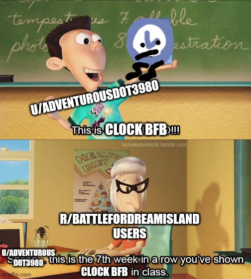 This is Ultra Lord | U/ADVENTUROUSDOT3980; CLOCK BFB; R/BATTLEFORDREAMISLAND USERS; U/ADVENTUROUS
DOT3980; CLOCK BFB | image tagged in this is ultra lord | made w/ Imgflip meme maker