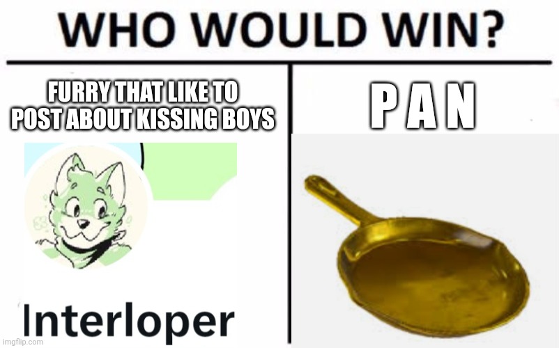 Who Would Win? | FURRY THAT LIKE TO POST ABOUT KISSING BOYS; P A N | image tagged in memes,who would win | made w/ Imgflip meme maker