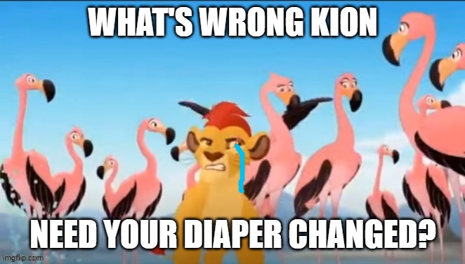 Garbage | WHAT'S WRONG KION; NEED YOUR DIAPER CHANGED? | image tagged in garbage | made w/ Imgflip meme maker