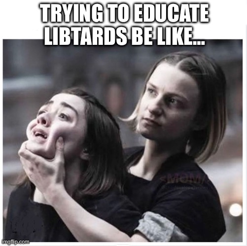 How to make libtards face the facts | TRYING TO EDUCATE LIBTARDS BE LIKE… | image tagged in look at it,facts,dont care about your feelings | made w/ Imgflip meme maker