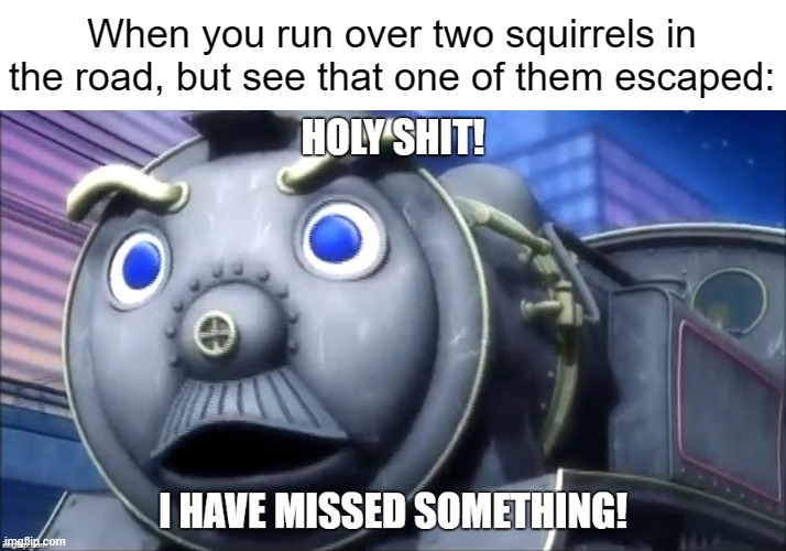 I like gumbo. >:^] | When you run over two squirrels in the road, but see that one of them escaped: | image tagged in holy shit i have missed something,roadkill | made w/ Imgflip meme maker