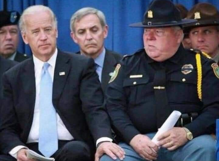 Joe Biden gropes law officer Blank Meme Template