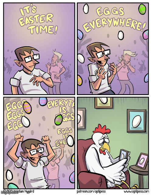 image tagged in easter,chicken,dark humor | made w/ Imgflip meme maker