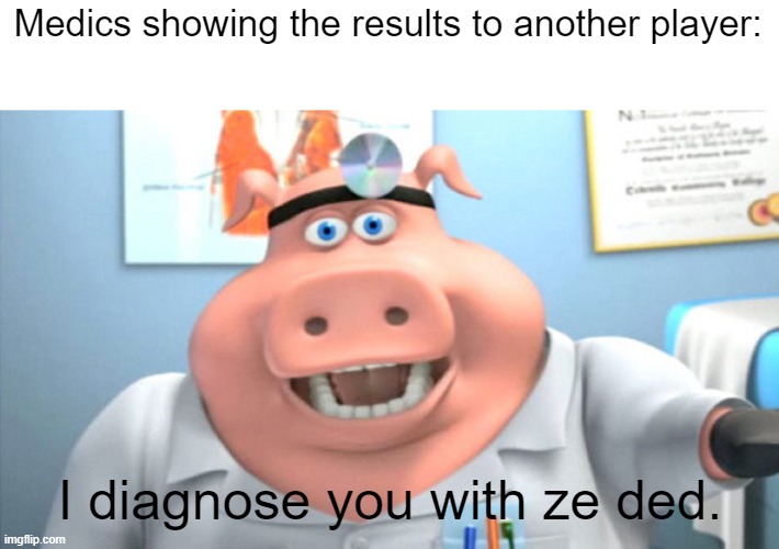 I Diagnose You With Dead | Medics showing the results to another player: I diagnose you with ze ded. | image tagged in i diagnose you with dead | made w/ Imgflip meme maker