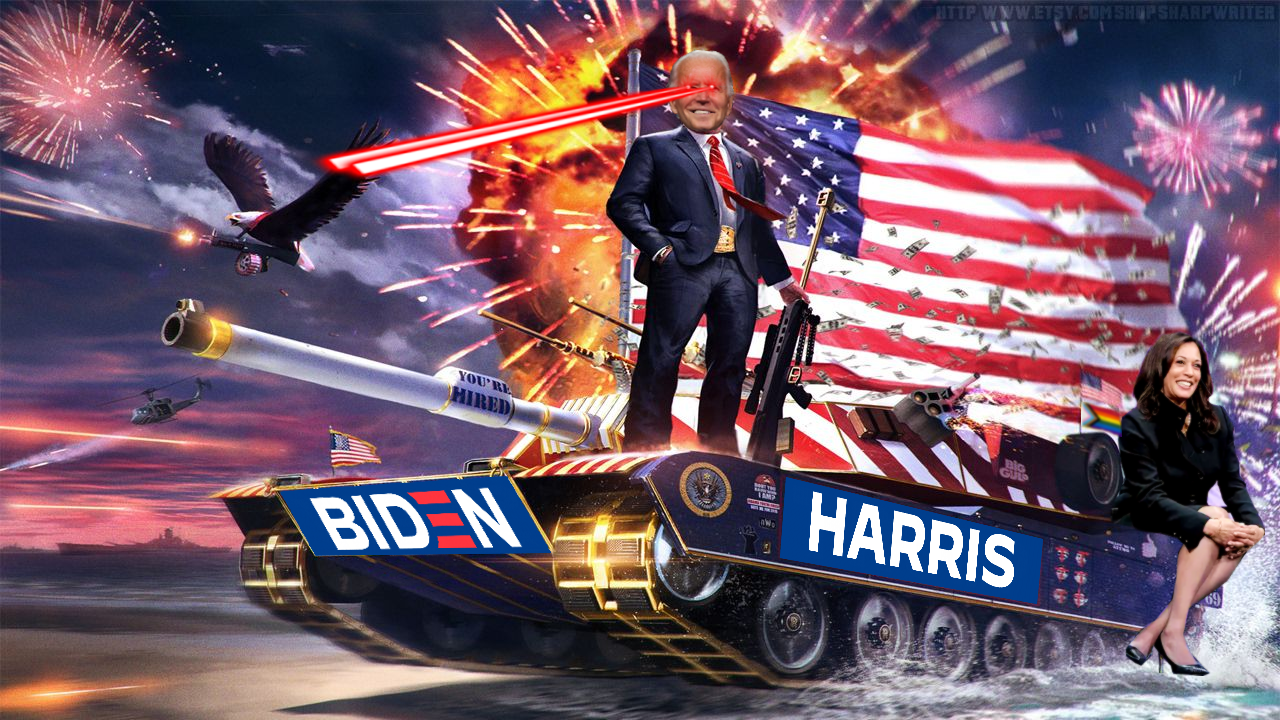 Joe Biden Riding a Tank Blank Meme Template