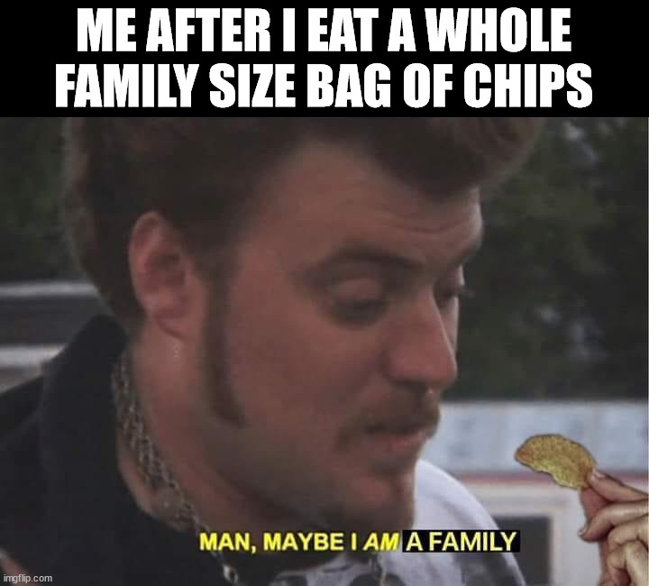 ME AFTER I EAT A WHOLE FAMILY SIZE BAG OF CHIPS | made w/ Imgflip meme maker