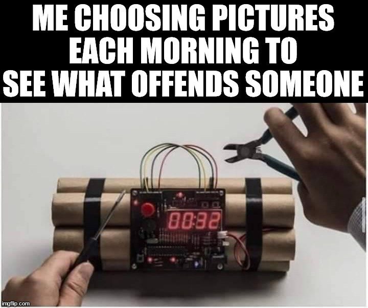 ME CHOOSING PICTURES EACH MORNING TO SEE WHAT OFFENDS SOMEONE | image tagged in who_am_i | made w/ Imgflip meme maker