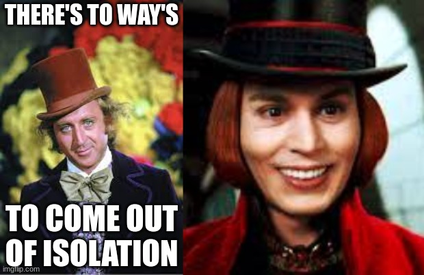 Which one are you | THERE'S TO WAY'S; TO COME OUT OF ISOLATION | image tagged in willy wonka,funny memes | made w/ Imgflip meme maker