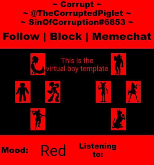 TheCorruptedPiglet Announcement Template | This is the virtual boy template; Red | image tagged in thecorruptedpiglet announcement template | made w/ Imgflip meme maker