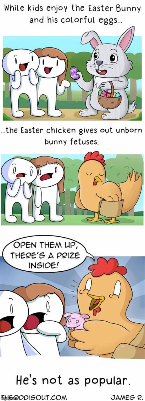 image tagged in easter,easter bunny,eggs,chicken,fetus | made w/ Imgflip meme maker
