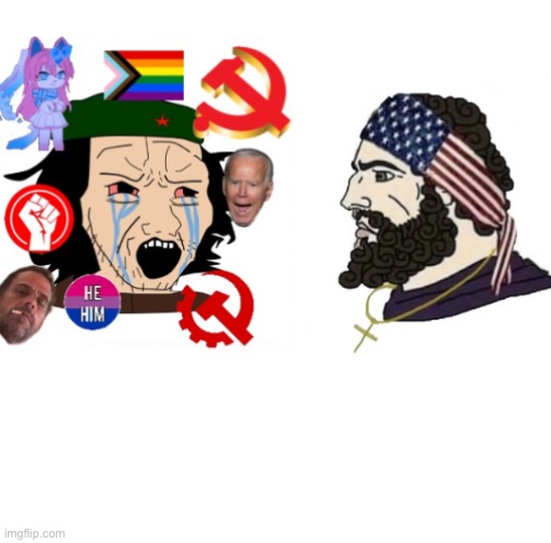 image tagged in che guevara and patriot chad average liberal vs chad 2023 ver | made w/ Imgflip meme maker