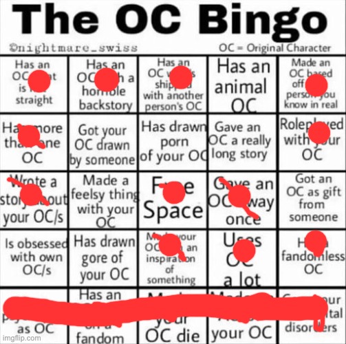 The Oc Bingo | image tagged in the oc bingo | made w/ Imgflip meme maker