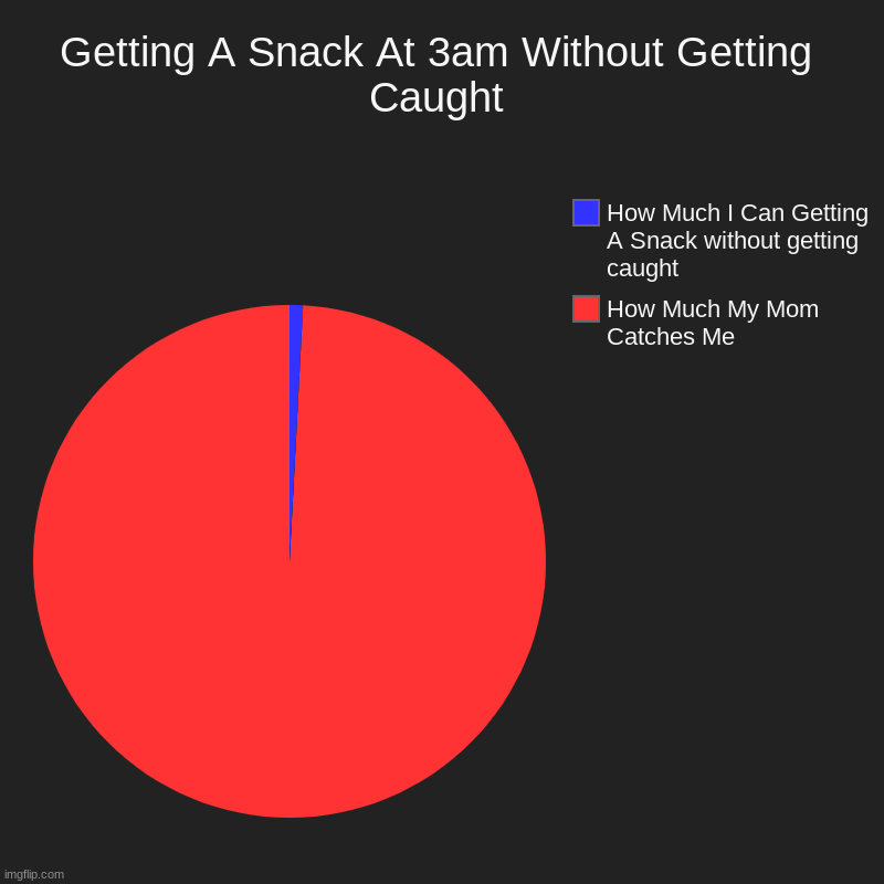 Relatable... | Getting A Snack At 3am Without Getting Caught | How Much My Mom Catches Me, How Much I Can Getting A Snack without getting caught | image tagged in charts,pie charts | made w/ Imgflip chart maker
