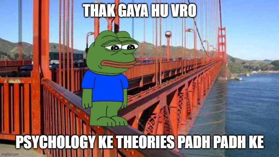 Psychology is tough | THAK GAYA HU VRO; PSYCHOLOGY KE THEORIES PADH PADH KE | image tagged in thak gaya hu bro | made w/ Imgflip meme maker