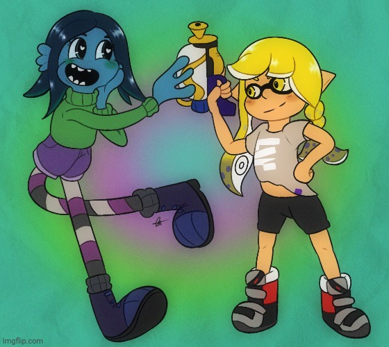 Ruby Gillman meets an Inkling (Art by Cheesu_cake) | image tagged in crossover | made w/ Imgflip meme maker