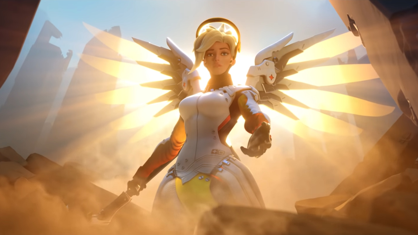 Mercy holds a hand Blank Meme Template