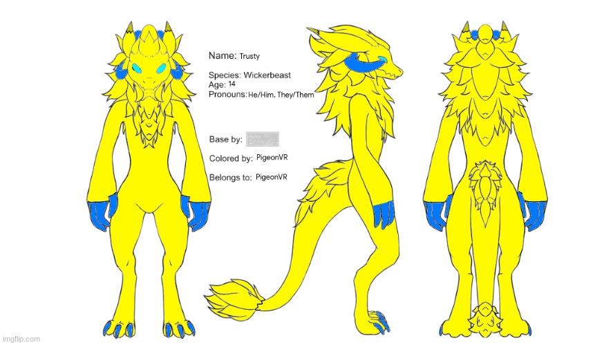 Updated version, turns out I forgot to put a darker shade of yellow for the tips of his ears :/ | image tagged in furries,fursona | made w/ Imgflip meme maker