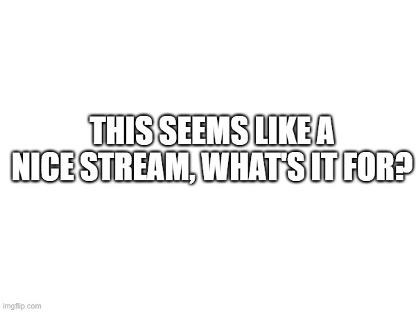 . | THIS SEEMS LIKE A NICE STREAM, WHAT'S IT FOR? | image tagged in stream | made w/ Imgflip meme maker
