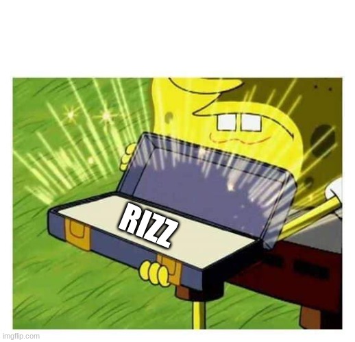 Spongebob box | RIZZ | image tagged in spongebob box | made w/ Imgflip meme maker