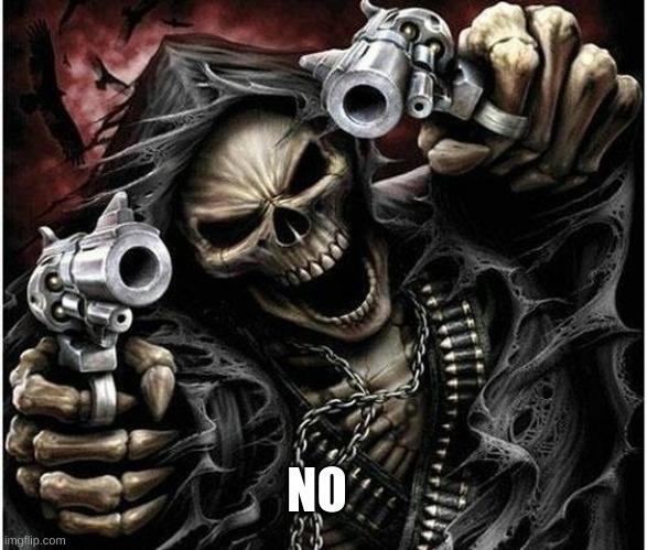 Badass Skeleton | NO | image tagged in badass skeleton | made w/ Imgflip meme maker