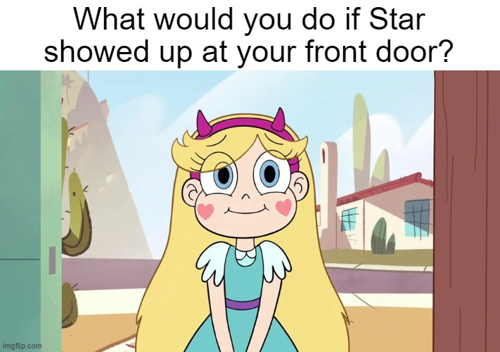 Rules: Don't even try to do anything bad to her | What would you do if Star showed up at your front door? | image tagged in star butterfly,star vs the forces of evil,memes | made w/ Imgflip meme maker