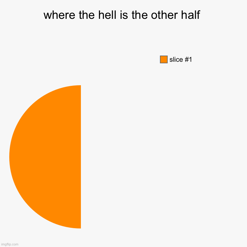 fixed | where the hell is the other half | | image tagged in charts,pie charts | made w/ Imgflip chart maker