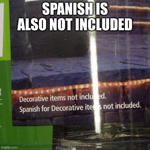 Ayy, I don't know spanish | SPANISH IS ALSO NOT INCLUDED | image tagged in you had one job,memes | made w/ Imgflip meme maker