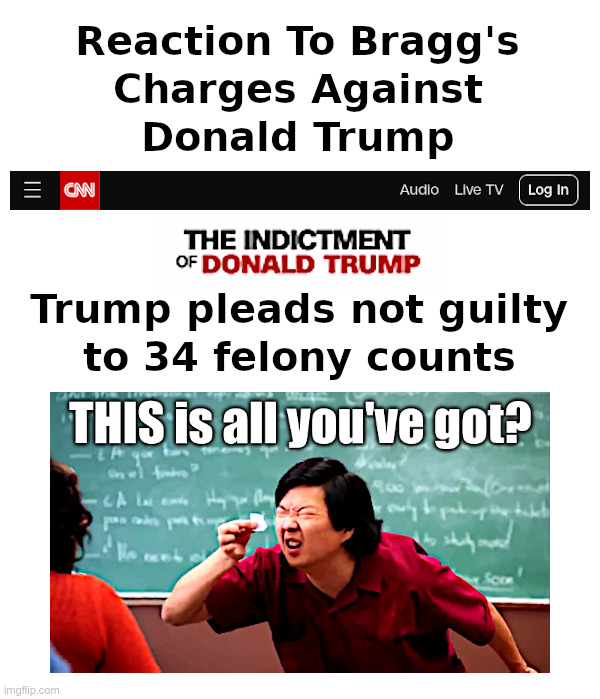 Reaction To Bragg's Charges Against Donald Trump | image tagged in cnn,fake news,alvin bragg,charges,against,donald trump | made w/ Imgflip meme maker