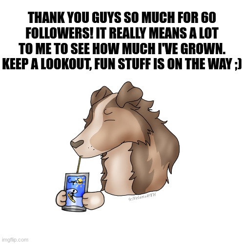 tysm!! Love yall. <3 | THANK YOU GUYS SO MUCH FOR 60 FOLLOWERS! IT REALLY MEANS A LOT TO ME TO SEE HOW MUCH I'VE GROWN. KEEP A LOOKOUT, FUN STUFF IS ON THE WAY ;) | image tagged in furry,the furry fandom,thank you | made w/ Imgflip meme maker