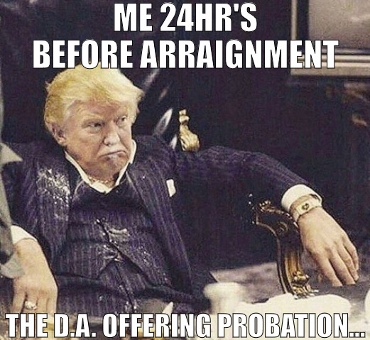 TELL THE D.A. TO CRANK IT UP! | ME 24HR'S BEFORE ARRAIGNMENT; THE D.A. OFFERING PROBATION... | image tagged in scarface trump,meme | made w/ Imgflip meme maker