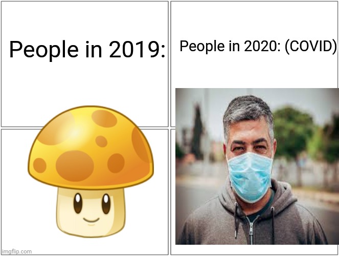 So true | People in 2019:; People in 2020: (COVID) | image tagged in memes,blank comic panel 2x2,so true memes | made w/ Imgflip meme maker