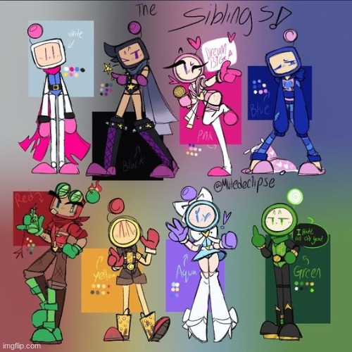 The Bomberman Bros but with a second new design (art by Mutedeclipse) | made w/ Imgflip meme maker