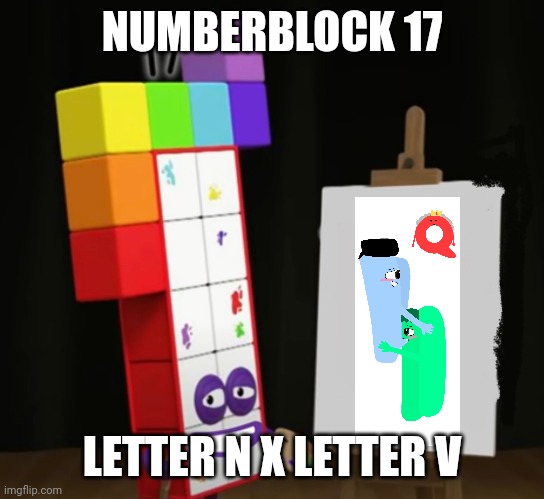 Numberblock 17 reaction Letter N x Letter V Rule 34 | NUMBERBLOCK 17; LETTER N X LETTER V | image tagged in numberblock 17 smiling,charlie and the alphabet,rule 34,n,v,q | made w/ Imgflip meme maker