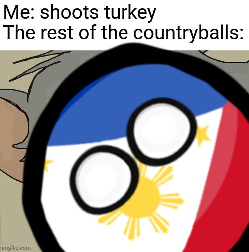 Rip turkey :( | Me: shoots turkey 
The rest of the countryballs: | image tagged in memes,unsettled tom,countryballs | made w/ Imgflip meme maker