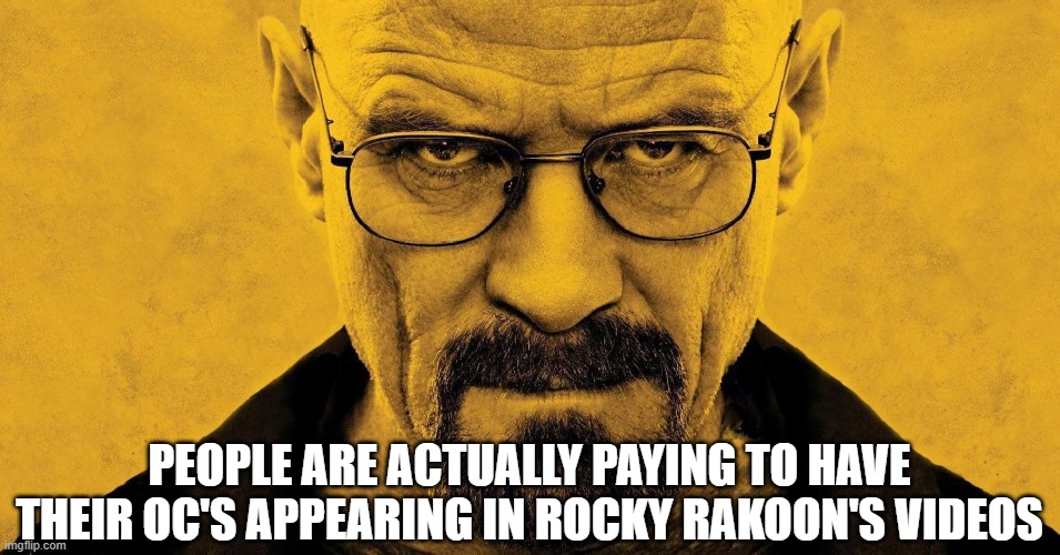 PEOPLE ARE ACTUALLY PAYING TO HAVE THEIR OC'S APPEARING IN ROCKY RAKOON'S VIDEOS | made w/ Imgflip meme maker