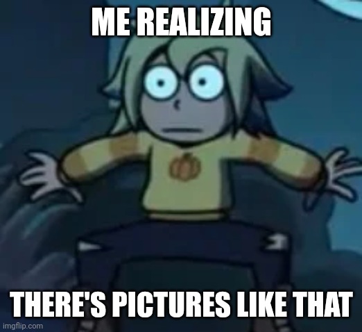Scared Vee | ME REALIZING THERE'S PICTURES LIKE THAT | image tagged in scared vee | made w/ Imgflip meme maker