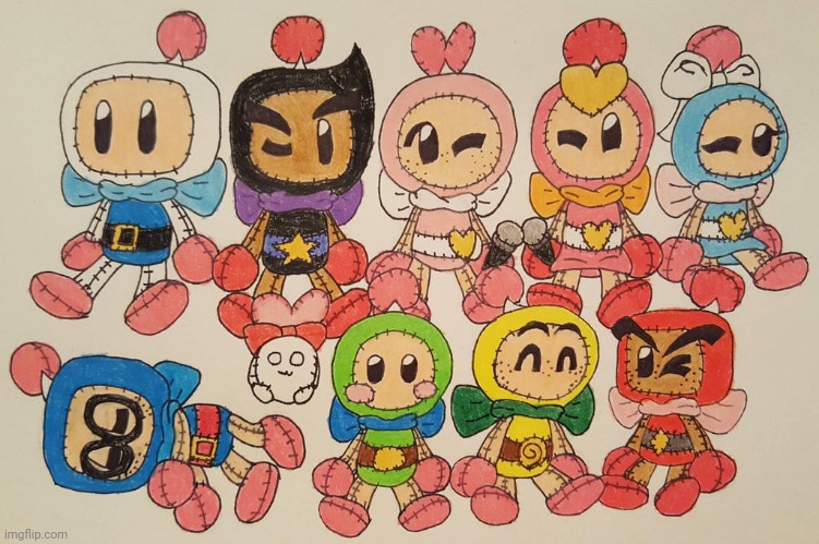 Bomberman Bros as Plushies (Art by SpeedingFox) | made w/ Imgflip meme maker