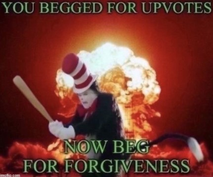 You Begged for Upvotes Now Beg for Forgiveness Blank Meme Template