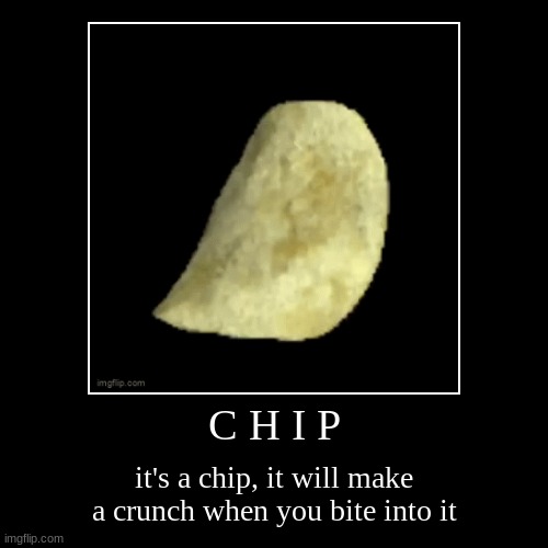 C H I P | image tagged in funny,demotivationals,potato chips,chip | made w/ Imgflip demotivational maker
