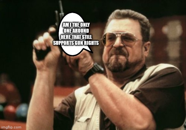 This man supports gun rights | AM I THE ONLY ONE AROUND HERE THAT STILL SUPPORTS GUN RIGHTS | image tagged in memes,am i the only one around here,funny memes,guns,gun rights | made w/ Imgflip meme maker