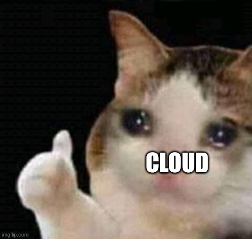 sad thumbs up cat | CLOUD | image tagged in sad thumbs up cat | made w/ Imgflip meme maker