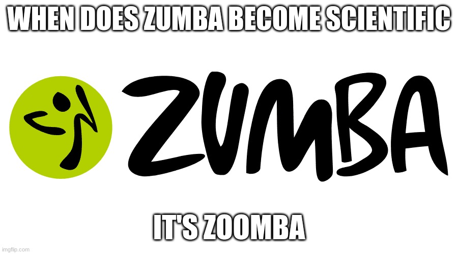 WHEN DOES ZUMBA BECOME SCIENTIFIC; IT'S ZOOMBA | image tagged in memes,funny,eyeroll | made w/ Imgflip meme maker