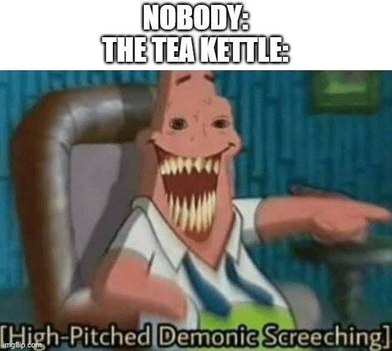 EEEEEEEEEEEEEEEEEEEEEEEEEEEEEEEEEEEEEEEEEE | NOBODY:
THE TEA KETTLE: | image tagged in high-pitched demonic screeching | made w/ Imgflip meme maker